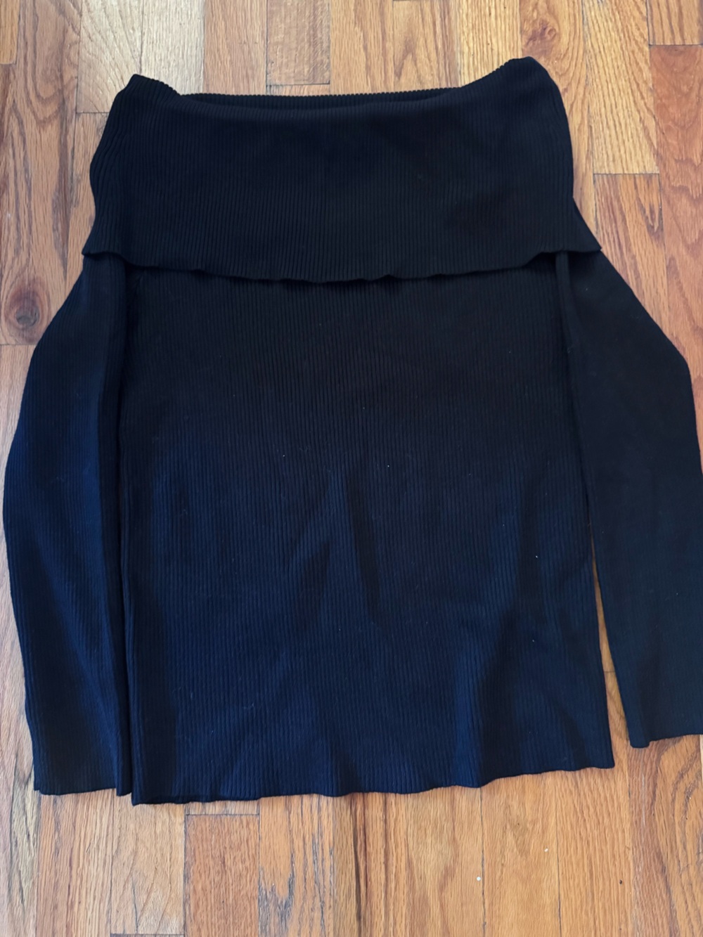 Women’s off shoulder  Black Ribbed Sweater - Classic Knit